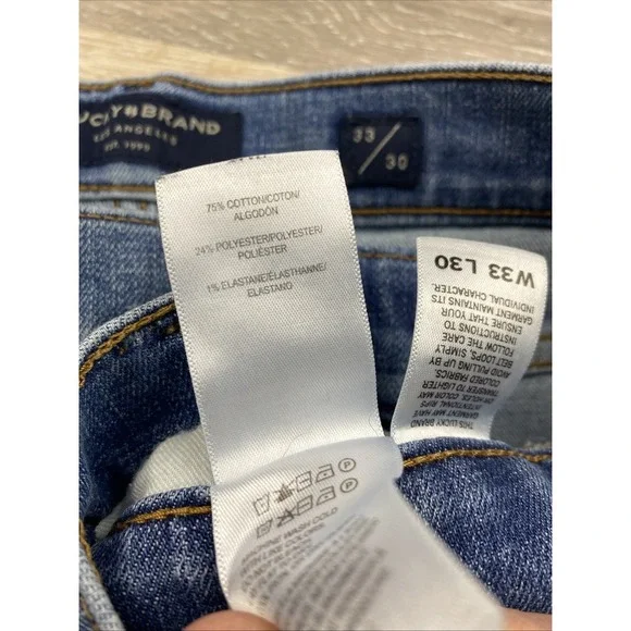 Lucky Brand Jeans Mens 33X30 223 Straight Leg Denim Light Blue Light Was Pants - Picture 9 of 10